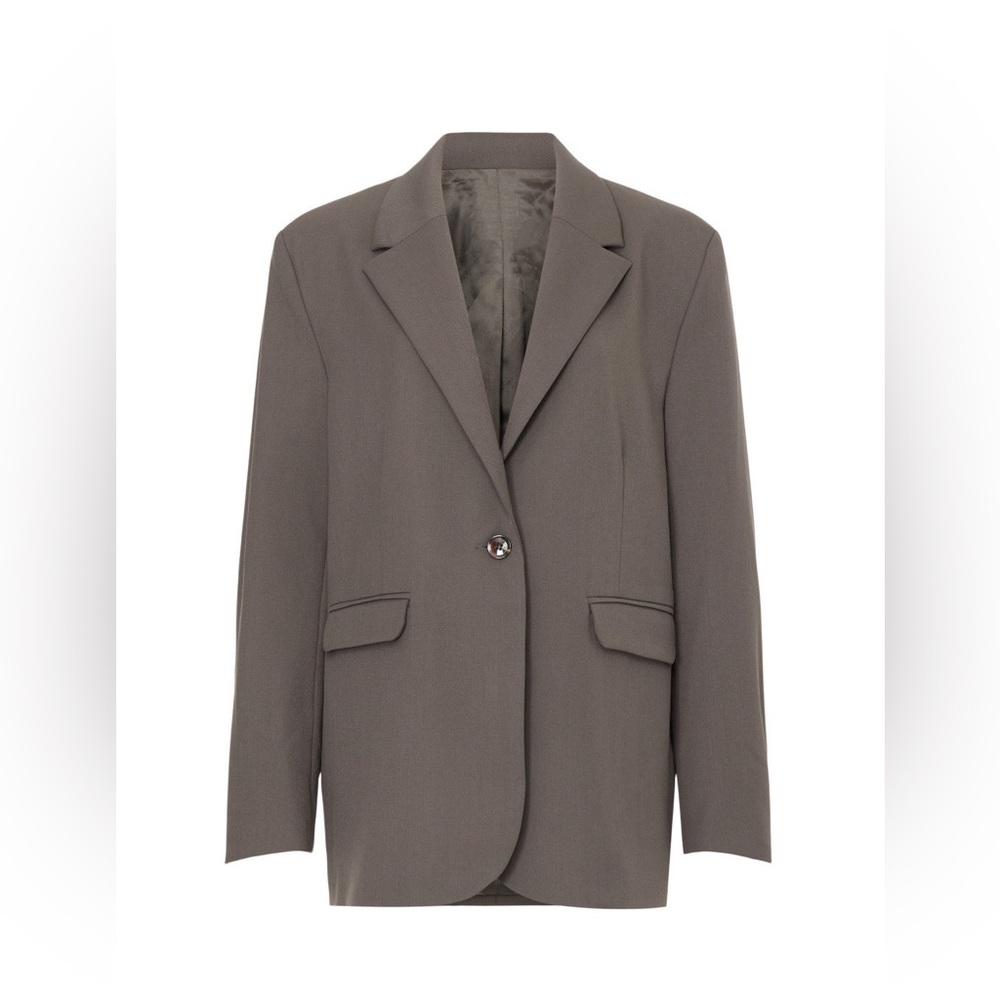 SAMSOE Oversized Single-Button Blazer in Taupe - Picture 4 of 8